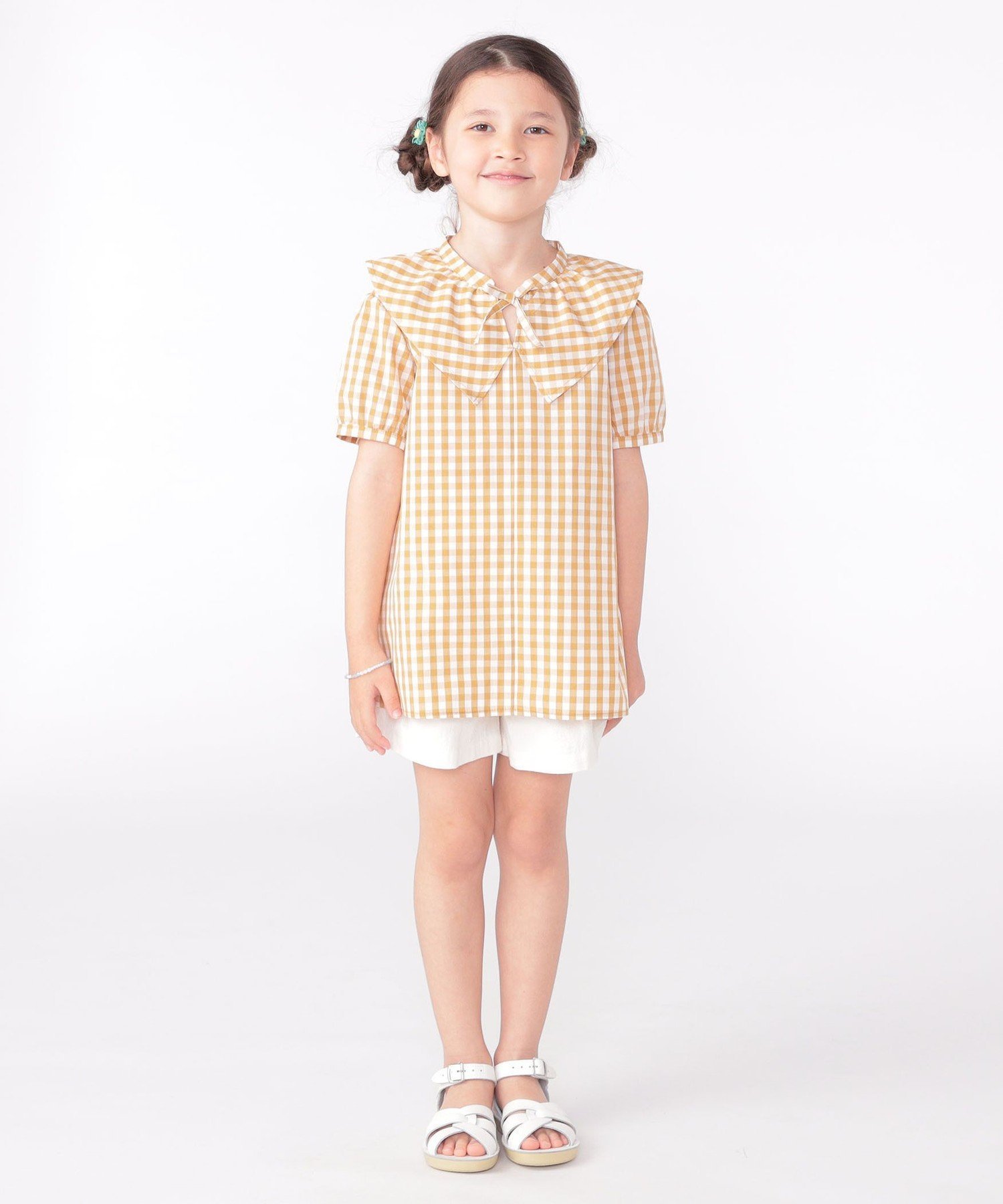 Детская блузка в клетку с коротким рукавом (100-130 см) SHIPS KIDS, Beige — фото 4