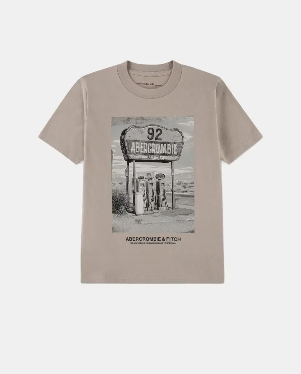 Футболка с фото гоночного автомобиля Abercrombie Kids, коричневый