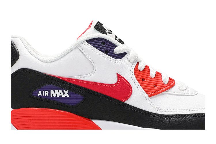 Кроссовки Nike Air Max 90 Leather GS 'White Bright Crimson', белый — фото 3