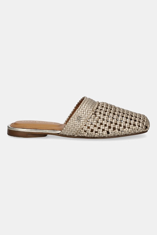 Кожаные шлепанцы CROCHET METALLIC MULE с плетеным декором Tommy Hilfiger, золотой — фото 2