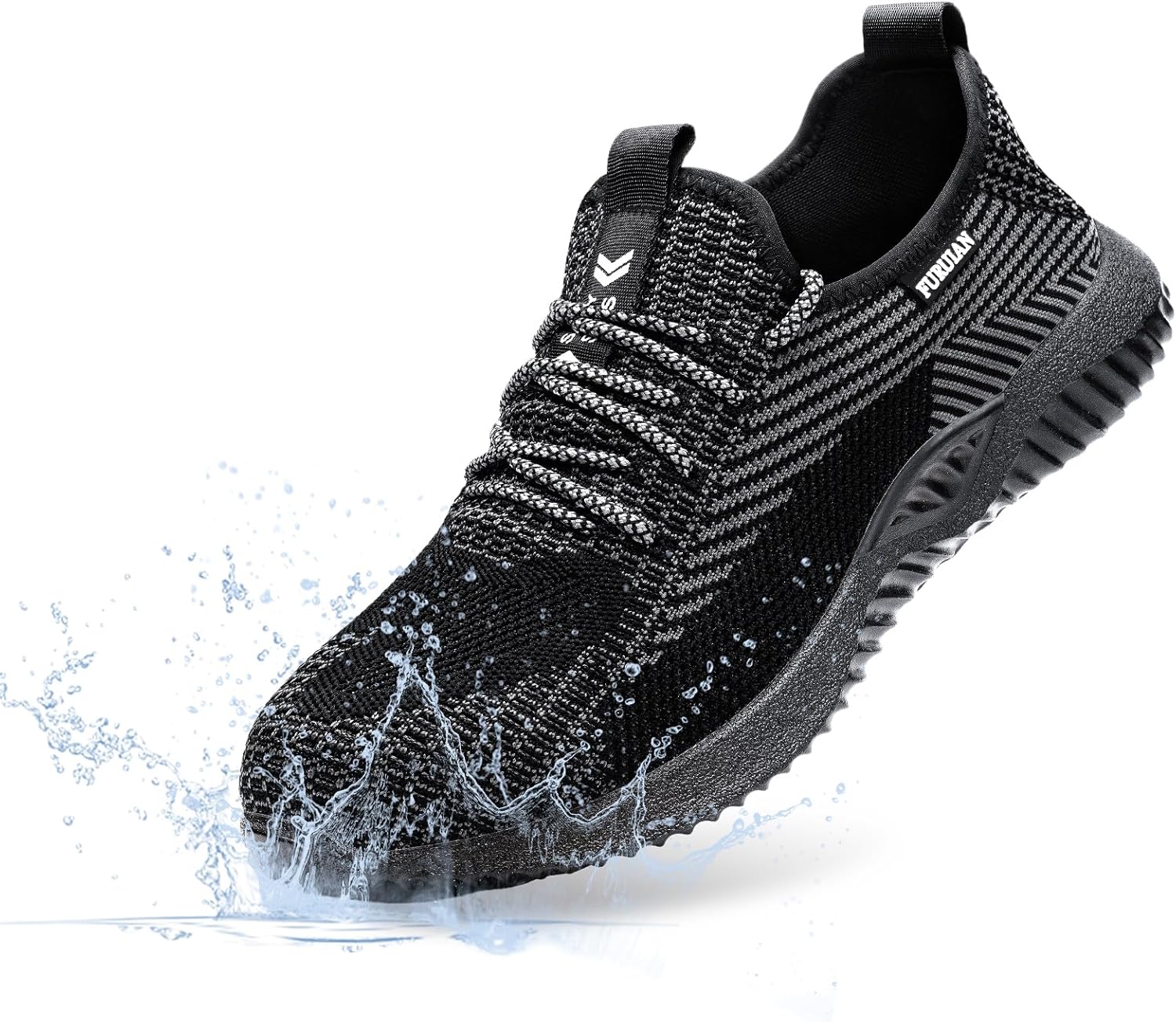 

Мужские водонепроницаемые стальные ботинки Furuian с защитным носком, удобные противоскользящие кроссовки для складской и строительной индустрии, черный