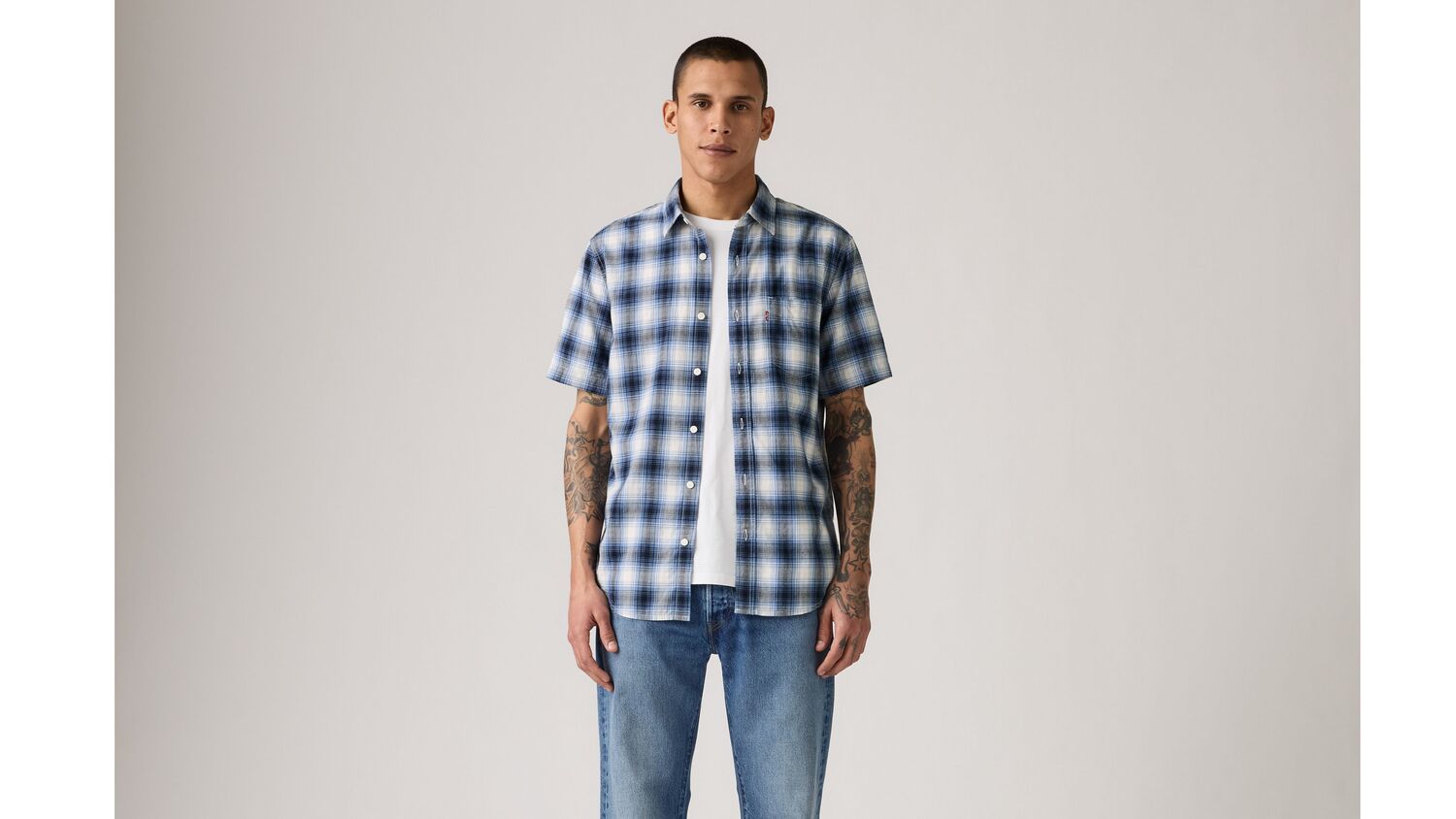 Рубашка классического стандартного кроя с коротким рукавом Levi's, Sydney Plaid Quiet Harbor - Blue — фото 2