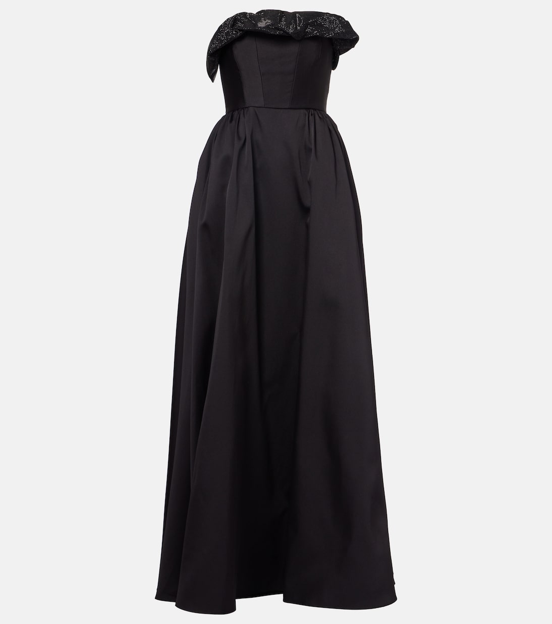 

Платье без бретелек с оборками Roland Mouret, черный