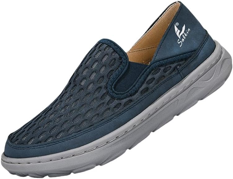 

Мужские лоферы без шнурков - дышащие повседневные туфли из сетки - легкие противоскользящие прогулочные туфли для мужчин - удобные лоферы в один шаг Clolinde, синий