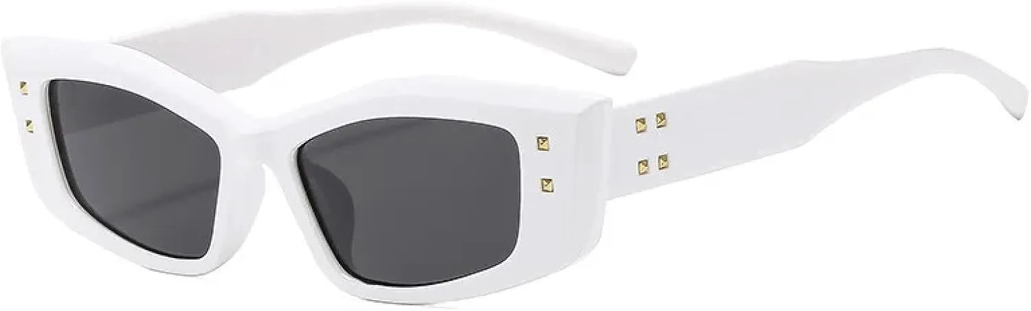 

Популярные модные солнцезащитные очки для женщин в стиле ретро с градиентным покрытием и защитой от УФ-излучения UV400, с заклепками TVTBBVV, White-black