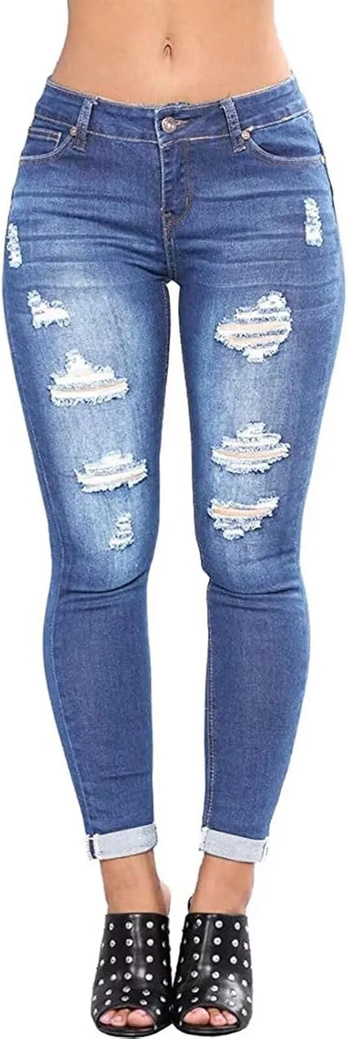 

Скинни джинсы для женщин с потертостями