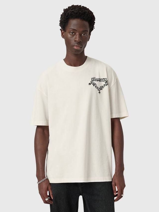 

Футболка с логотипом Drip Cotton свободного кроя с коротким рукавом AllSaints, White Natural