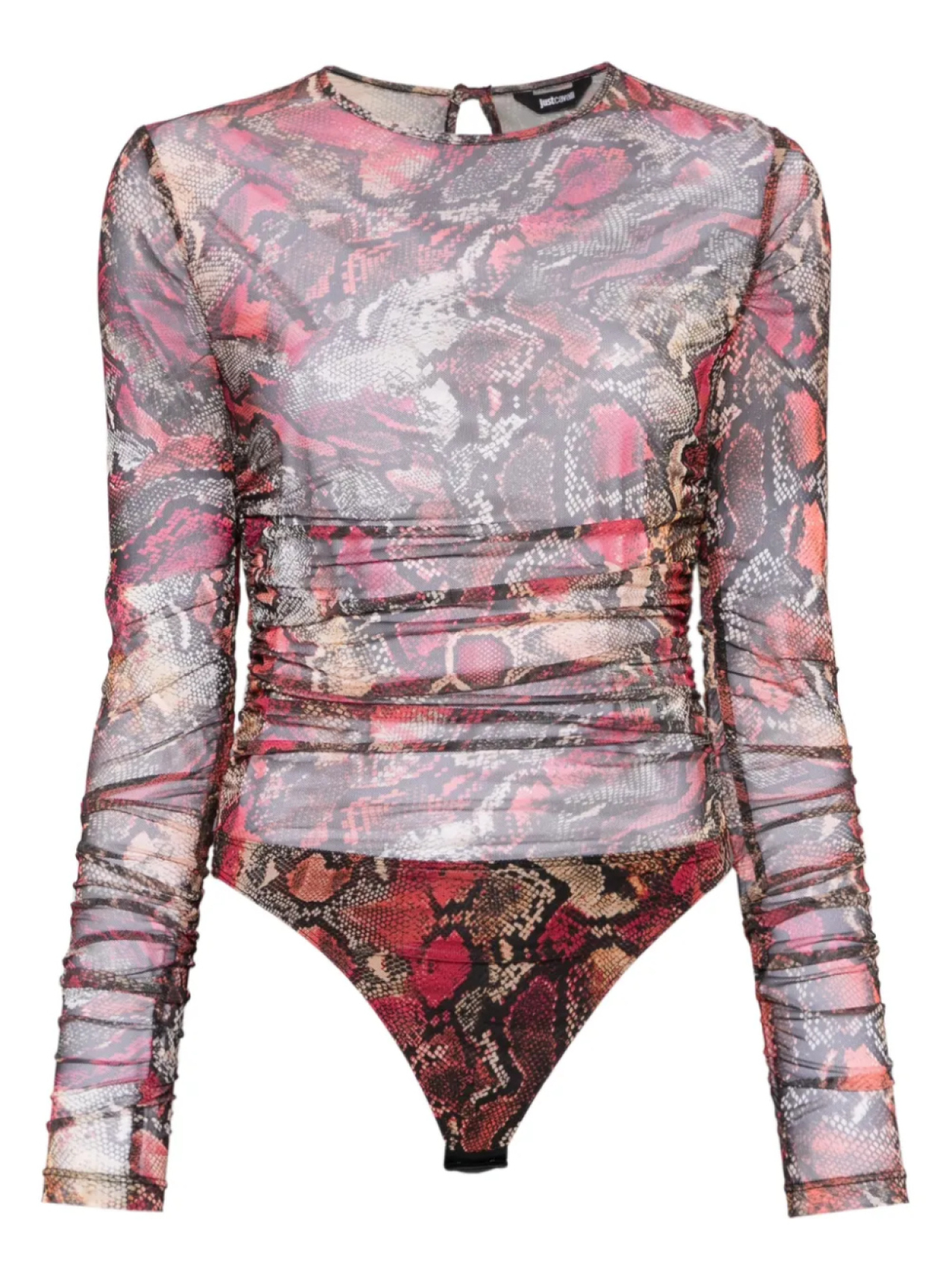 

Боди из тюля с принтом питона Just Cavalli, черный