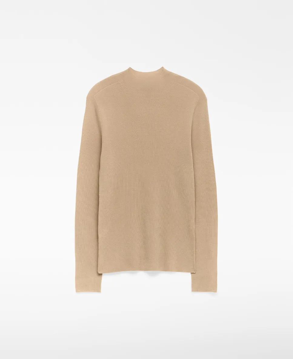 

Женский джемпер с воротником Перкинса из мериносовой шерсти Adolfo Dominguez, серо-бежевый