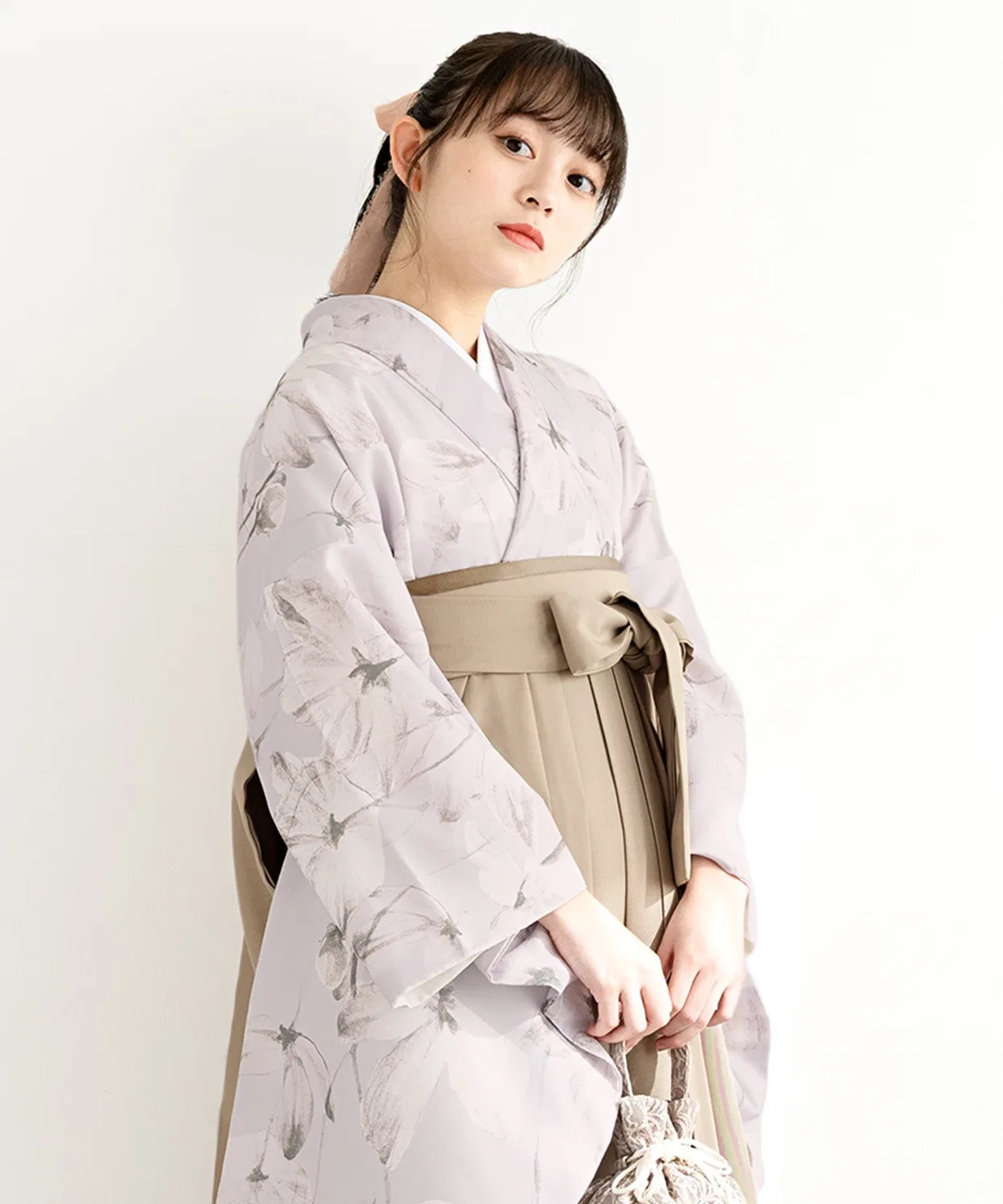 Женский набор hakama floro 4 предмета: кимоно, хаори, пояс, хакама, розовый
