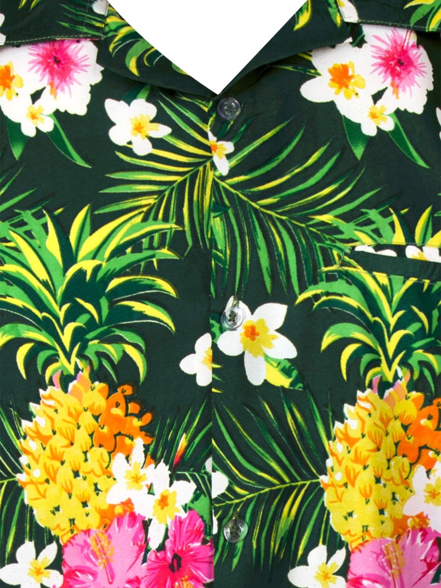 Рубашка на пуговицах классического кроя King Kameha Pineapple Flowers, Petrol — фото 3