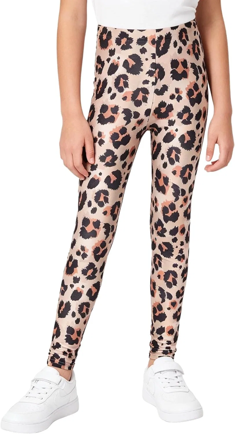 Леггинсы для девочек с высокой талией Xroufi, Yellow Leopard Print — фото 2