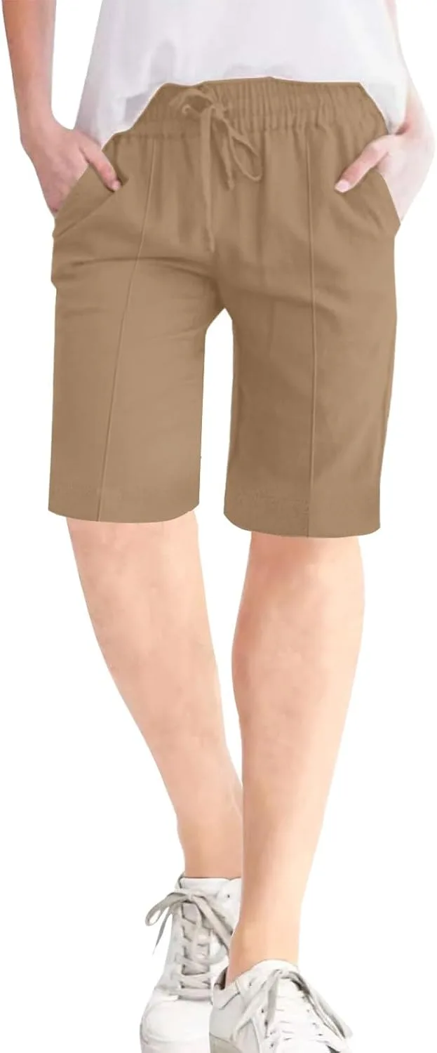 

Льняные шорты для женщин с широкими штанинами до колена bermuda Kifszeury