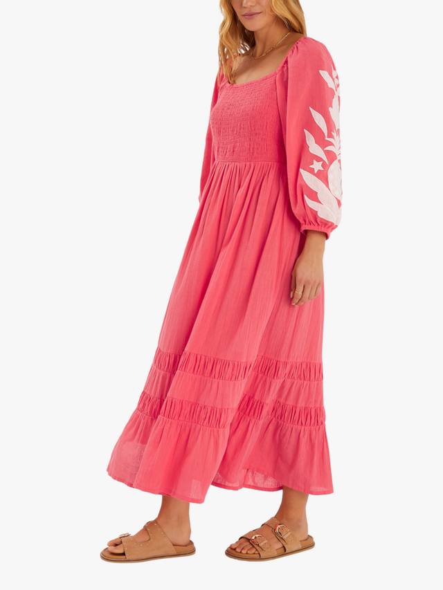 

Платье макси с вышивкой ананаса и сборкой Accessorize, Coral