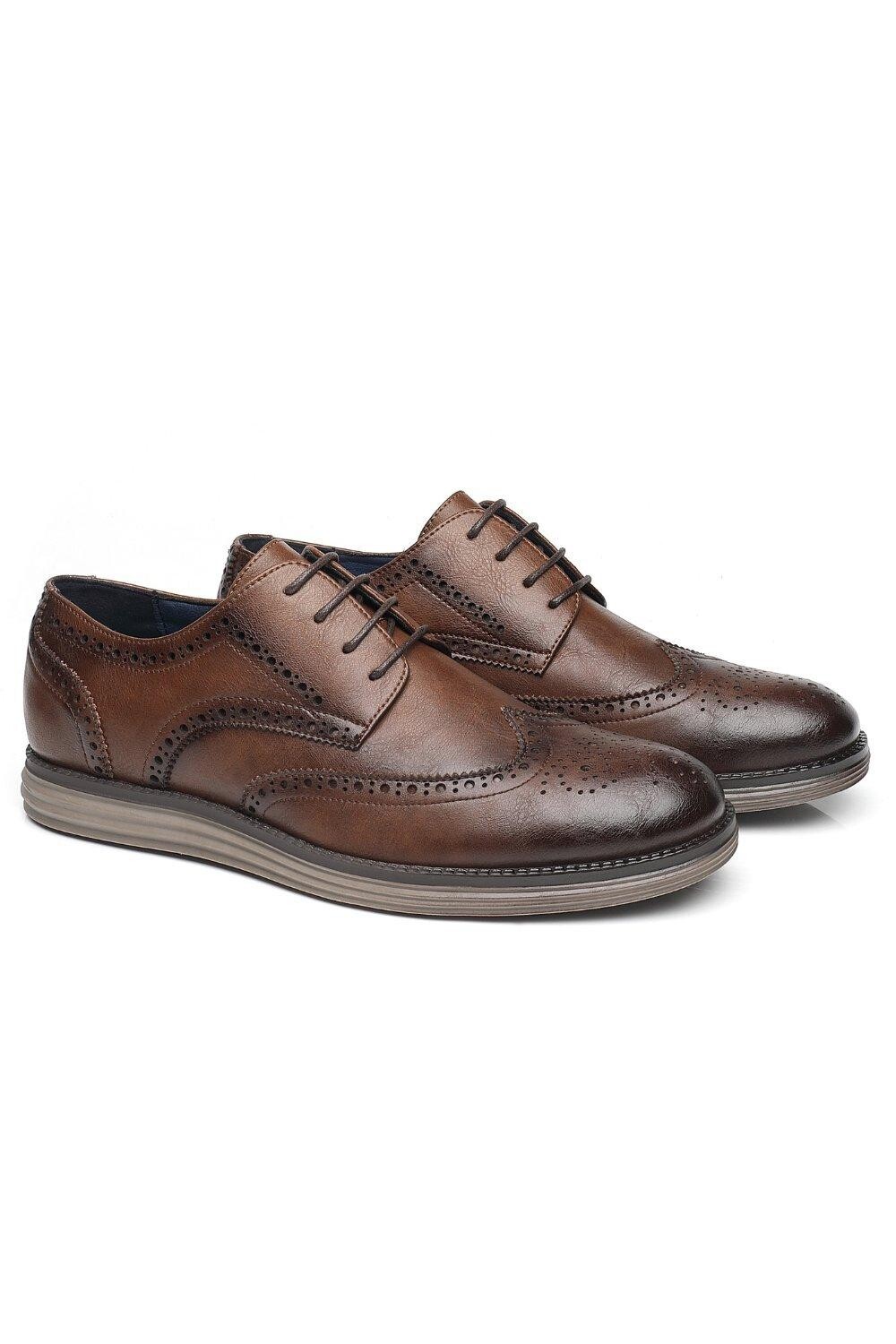 Кожаные деловые туфли на шнуровке в стиле смарт-офис TOP STAKA SHOES, коричневый — фото 3
