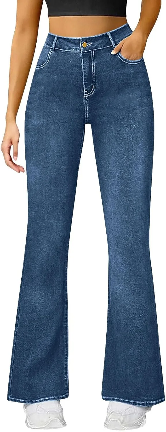 

Джинсы-клеш для женщин High Waisted Stretchy Flared Denim Pants