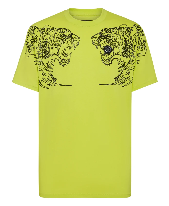 

Футболка с круглым вырезом и изображением тигра Plein Sport, желтый