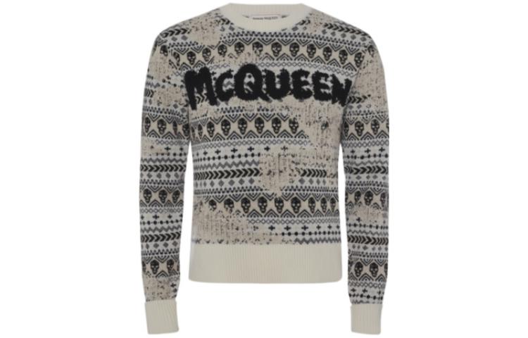 

Свитер с интарсией с логотипом Alexander McQueen, цвет слоновая кость