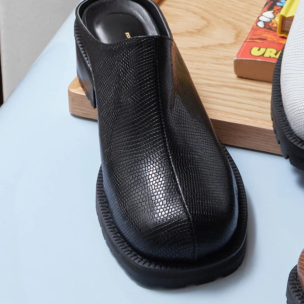 Мужские чёрные блоферы Daily Life Clog Mule Lizard от Ditole