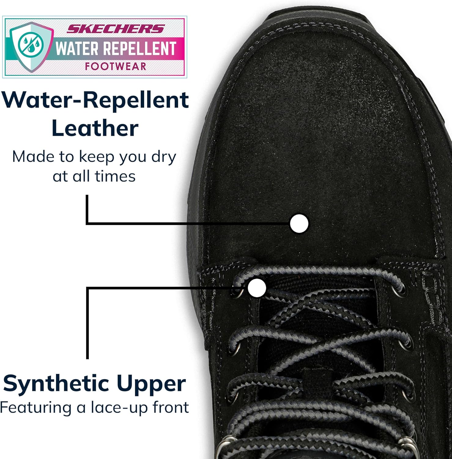 Мужские кроссовки Skechers Respected-Boswell с кожаным верхом и мокой, черный — фото 4