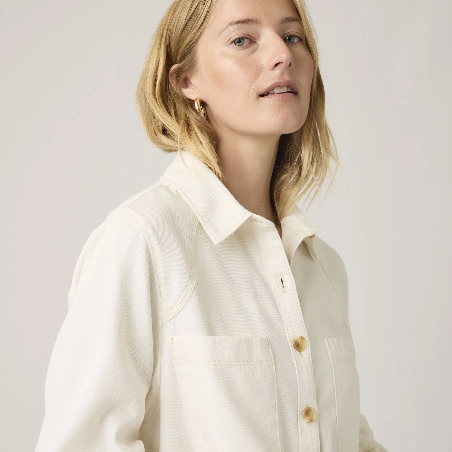 Миниатюрная рубашка с длинными рукавами в стиле милитари Levi's, White — фото 2