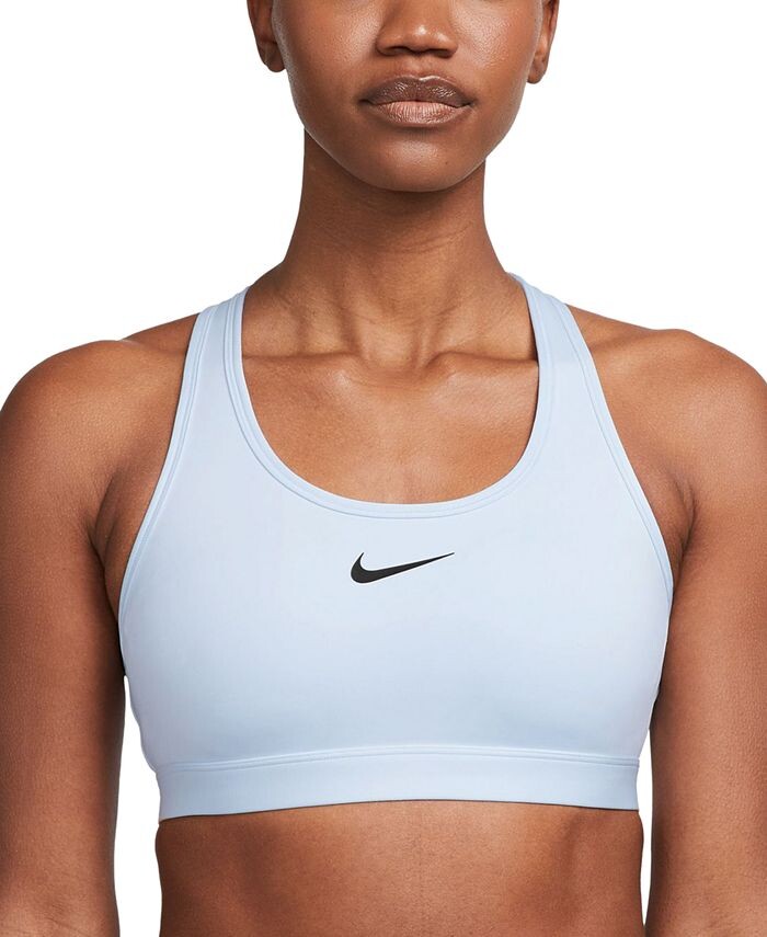 

Женский спортивный бюстгальтер средней ударопрочности с подбивкой Swoosh Nike, синий