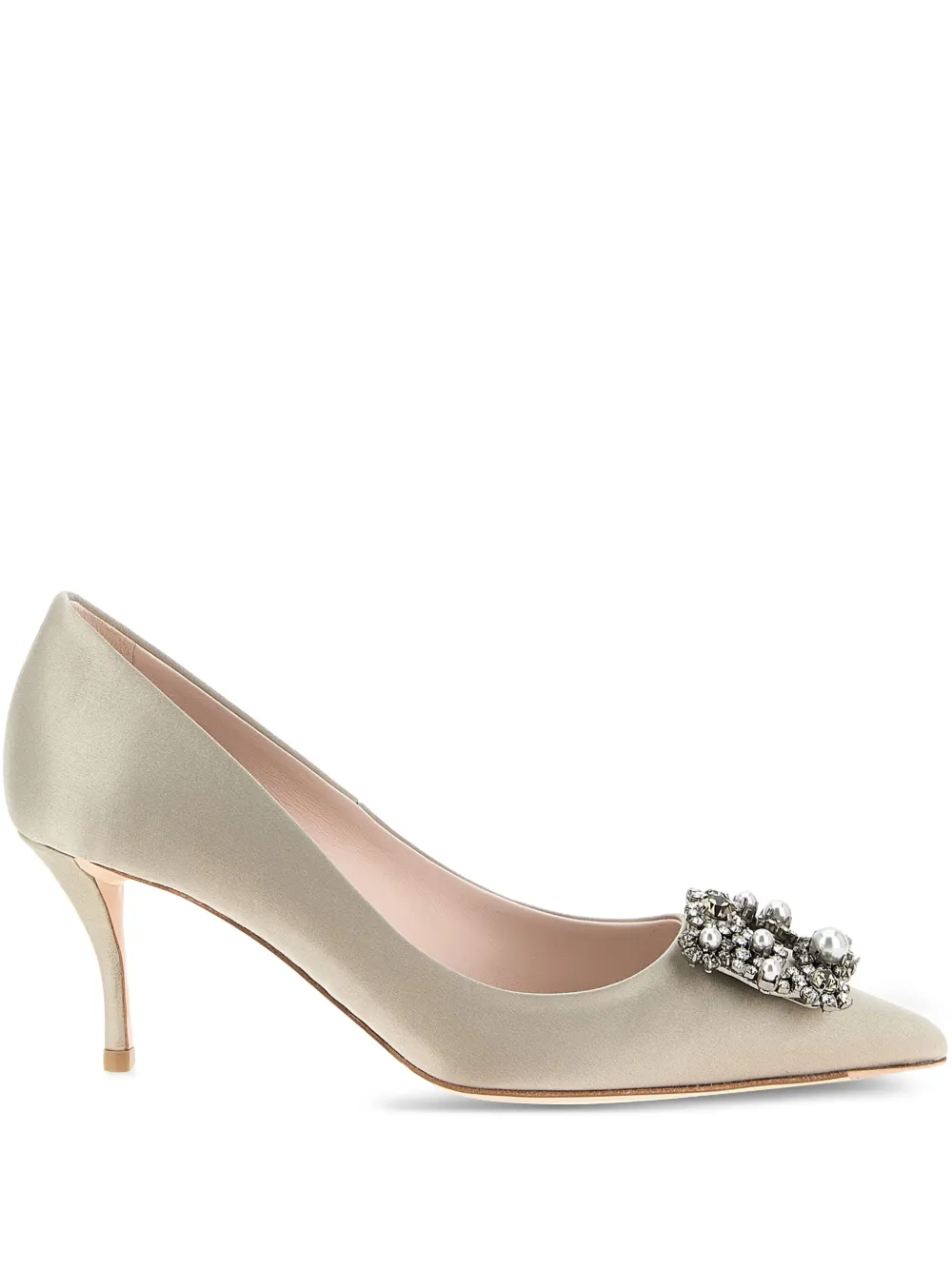 Атласные туфли Efflorescence 65 с декорированной пряжкой Roger Vivier, нейтральный