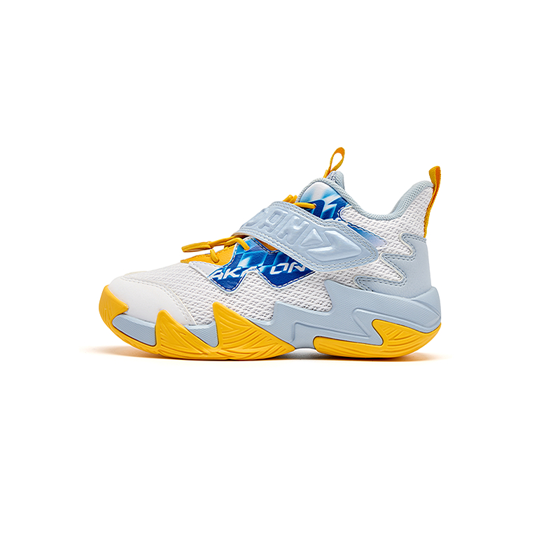 

Износостойкие дышащие детские баскетбольные кроссовки средней высоты QIAODAN, белый/синий