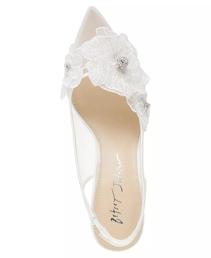 Женские туфли-лодочки Petra Flower Applique Slingback Betsey Johnson, белый — фото 4
