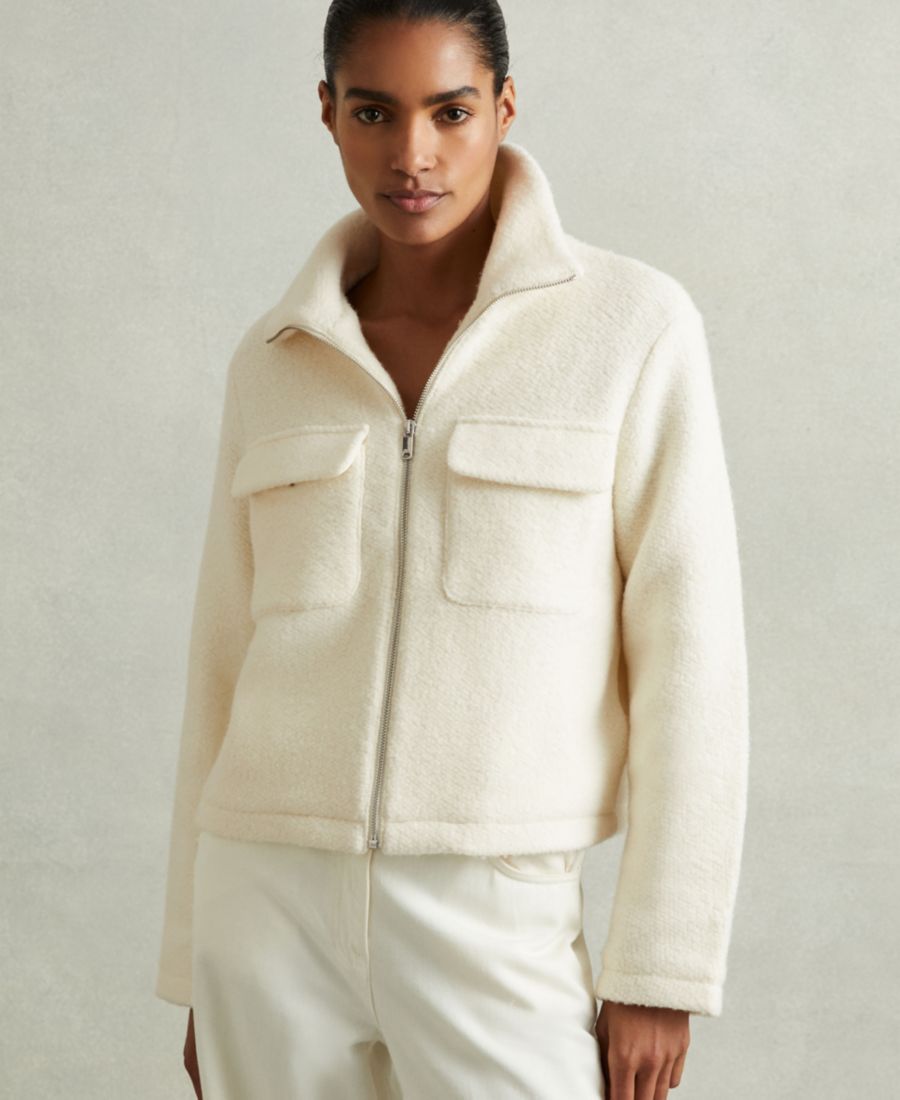 

Женская куртка Les 100 Ciels из фактурной шерсти REISS, Cream