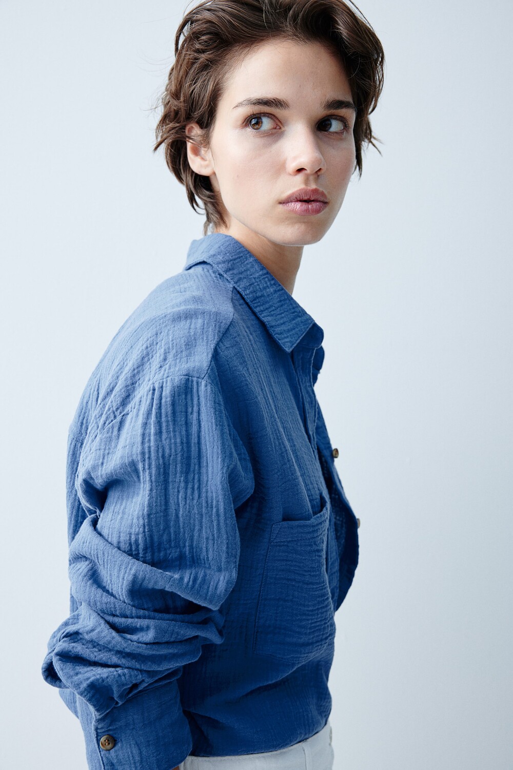 

Хлопковая блузка H&M, синий