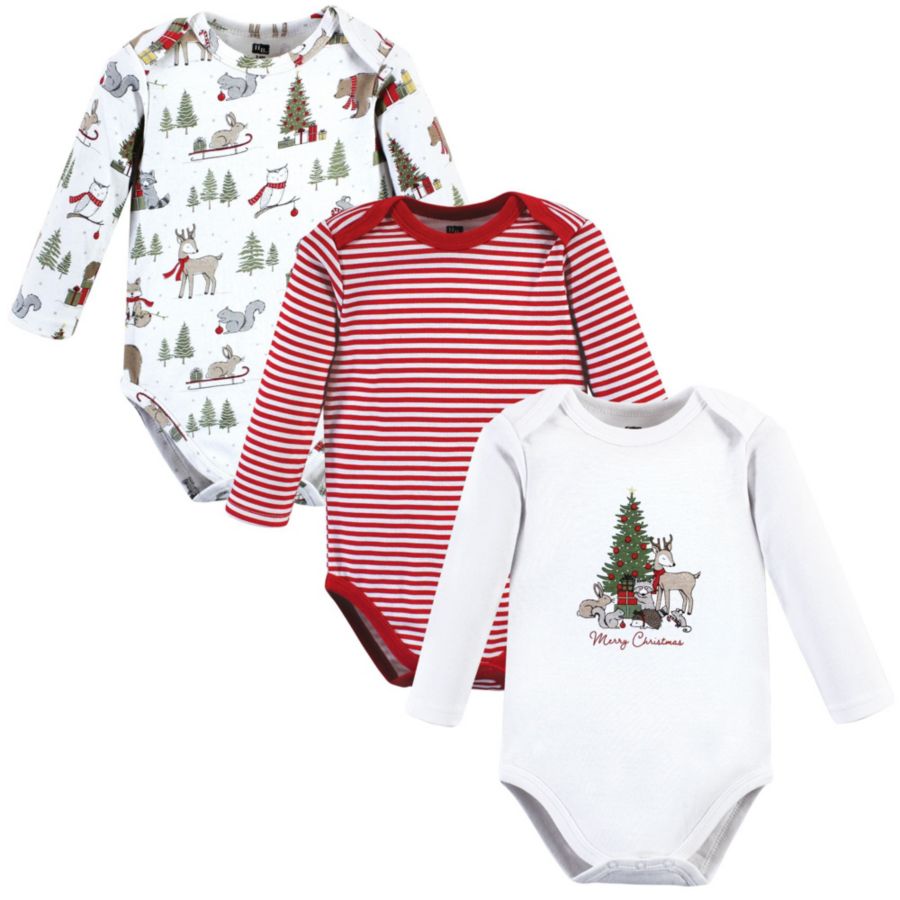 Хлопковый комбинезон с длинными рукавами на каждый день Hudson Baby, Christmas forest 3-pack — фото 3