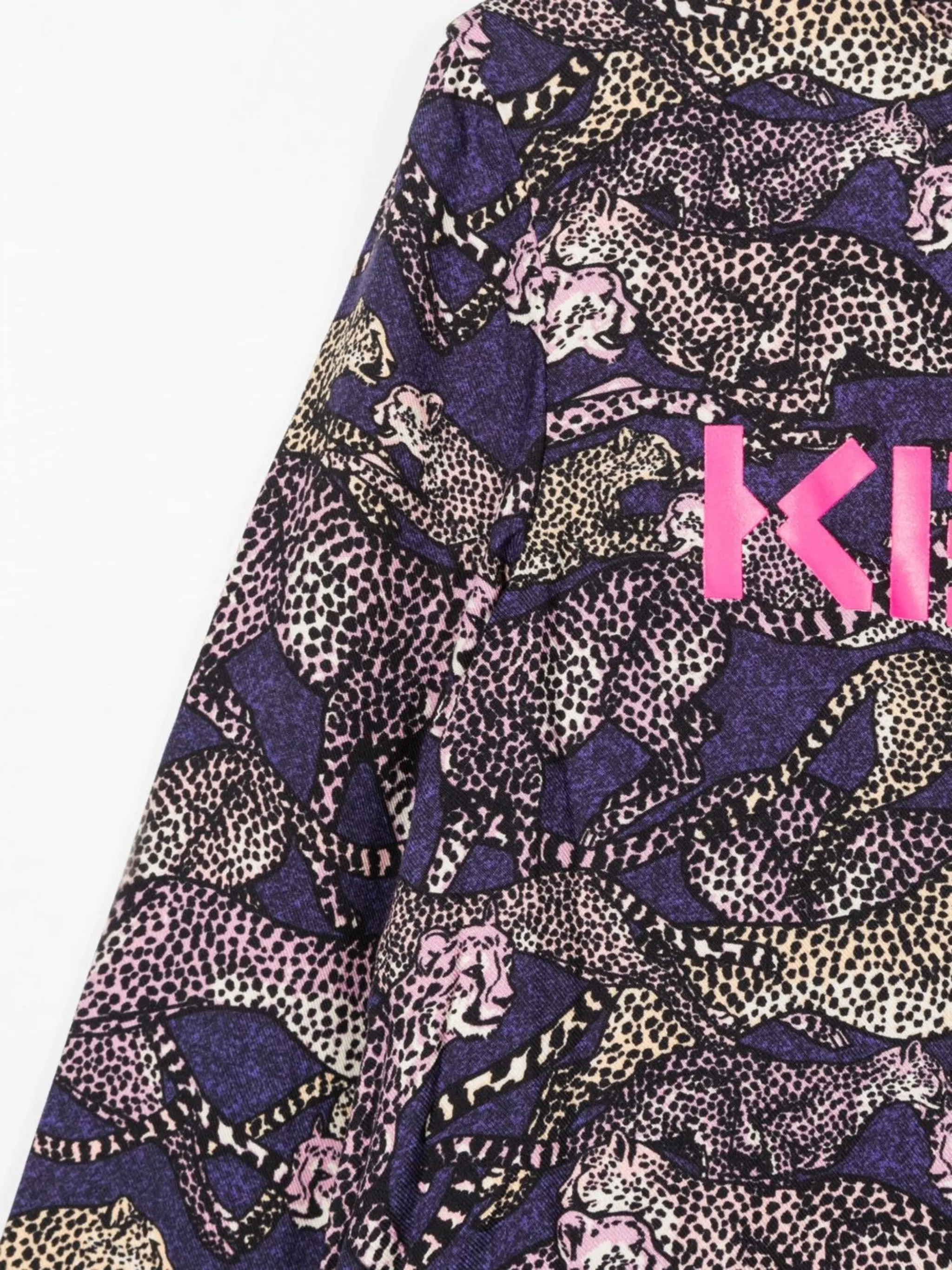 Платье с анималистичным принтом и плиссировкой Kenzo Kids, фиолетовый — фото 3