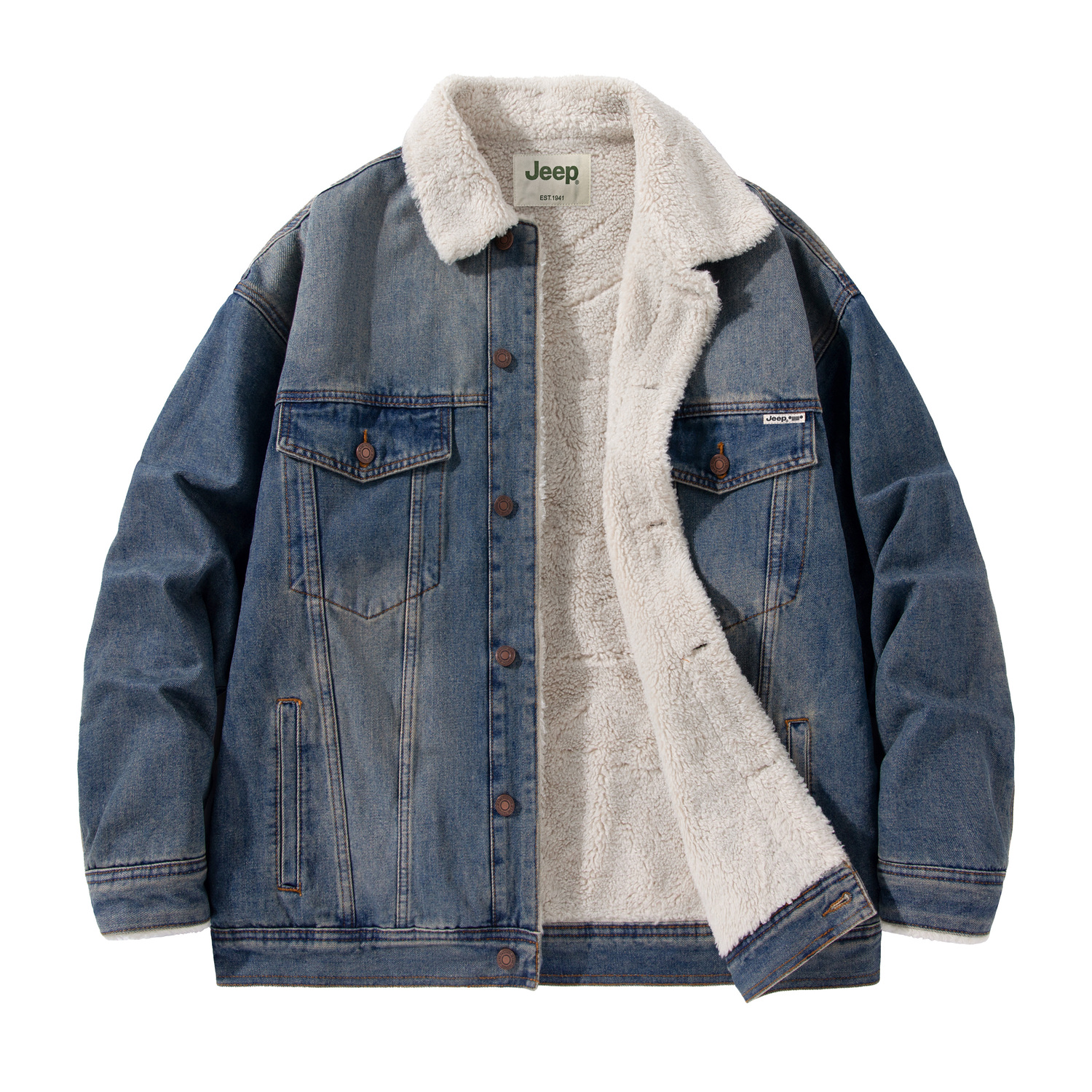 

Jeep Вельветовая куртка Unisex Blue Lapel утепленная на флисе