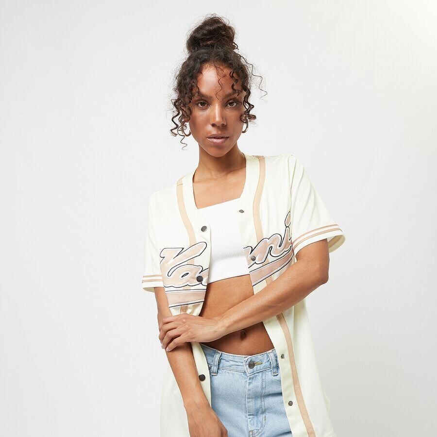 

Бейсбольная рубашка Varsity в тонкую полоску Karl Kani, цвет off white/white