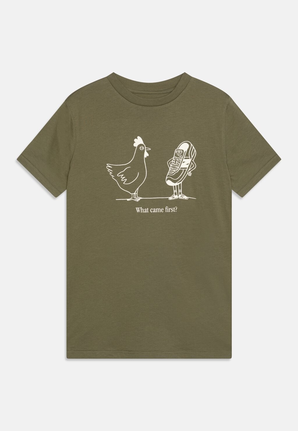 

Футболка с принтом WHAT CAME FIRST TEE New Balance, оливковый