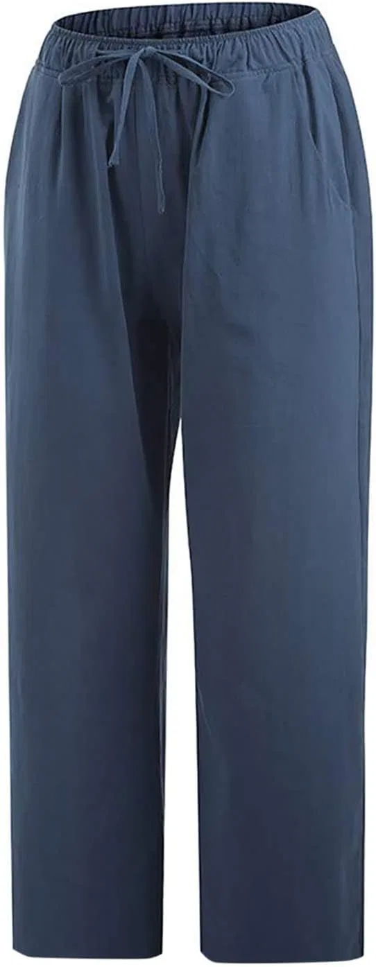 Активные штаны Linen Cropped Trouser темно-синий — фото 3