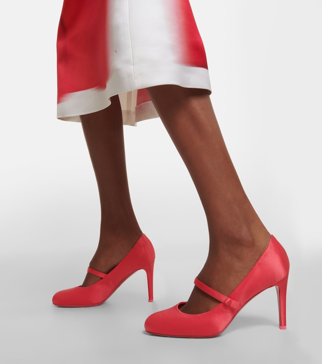 Туфли pumppie 85 из креп-сатина Christian Louboutin, красный — фото 3