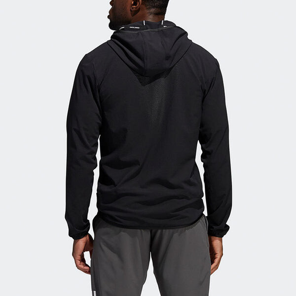 Куртка облегающая сухая спортивная куртка с капюшоном Adidas, черный — фото 3