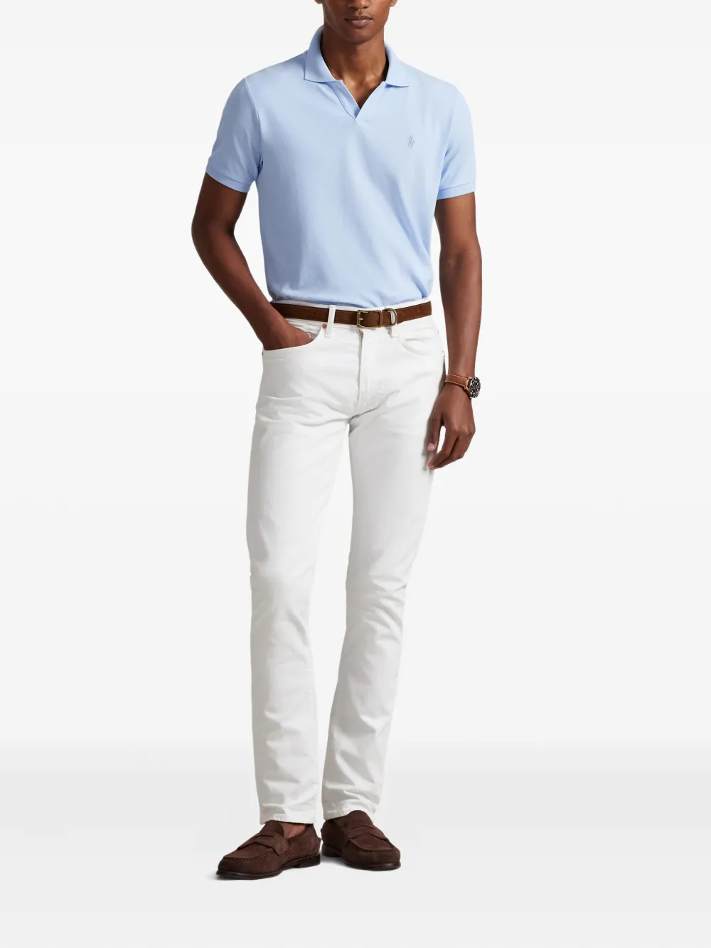 Топ с короткими рукавами и вышивкой Polo Ralph Lauren, синий — фото 2