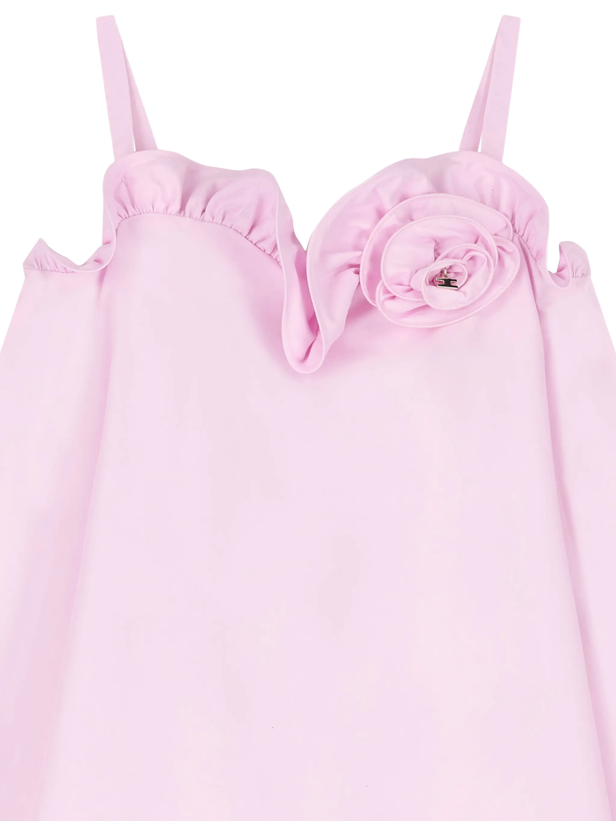 Платье с оборками и цветочной аппликацией Elisabetta Franchi Kids, розовый — фото 3