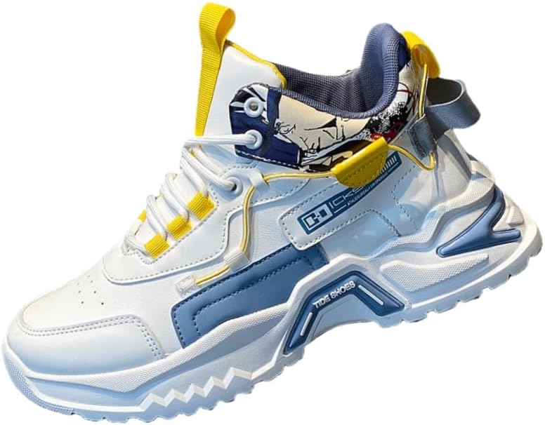 

Мужские высокие спортивные кроссовки с толстой подошвой и стельками из ЭВА, удобные и дышащие, подходят для бега, активного отдыха и повседневной носки Fmshi, синий