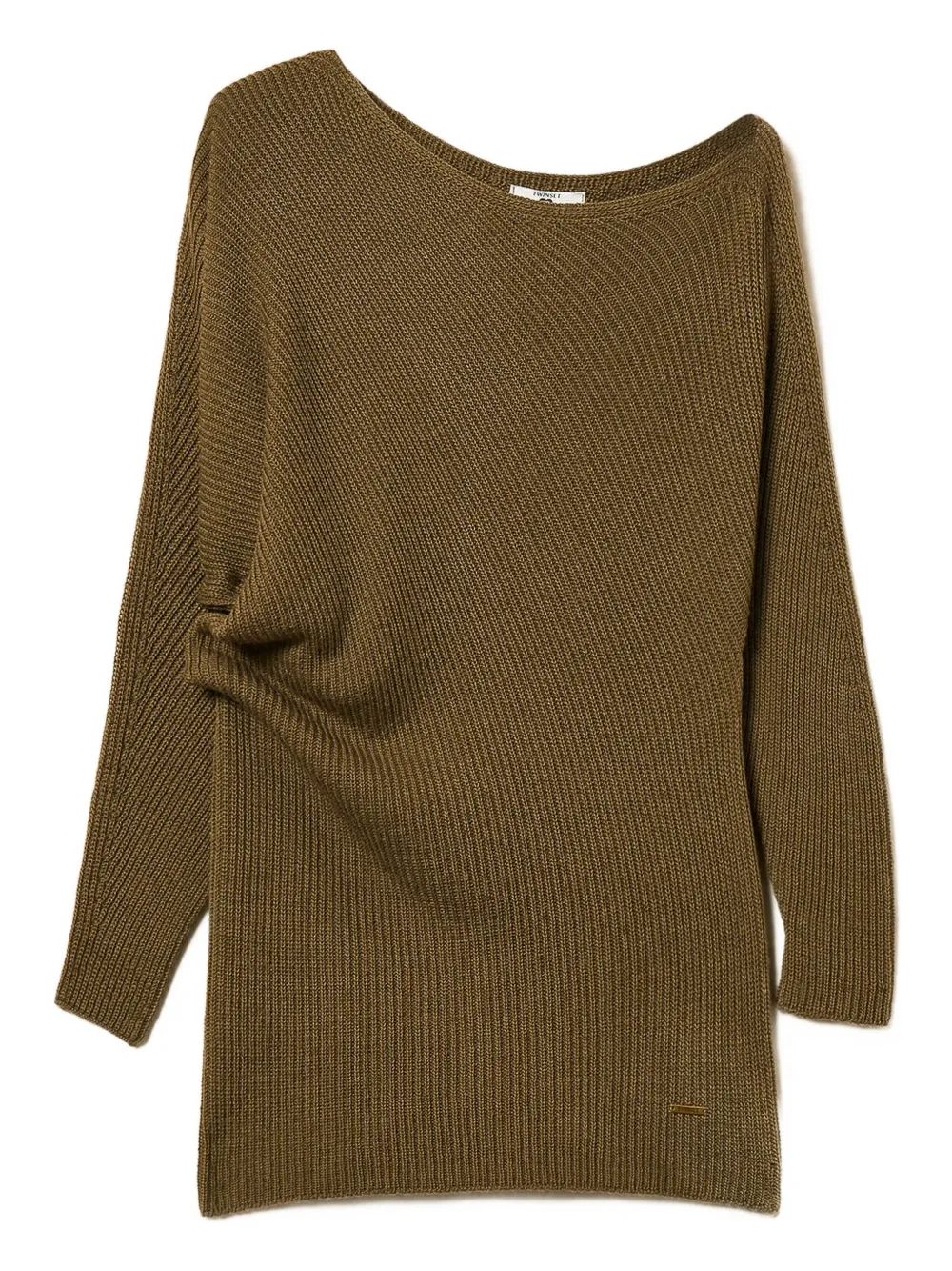 

Свитер асимметричного кроя в рубчик TWINSET, зеленый