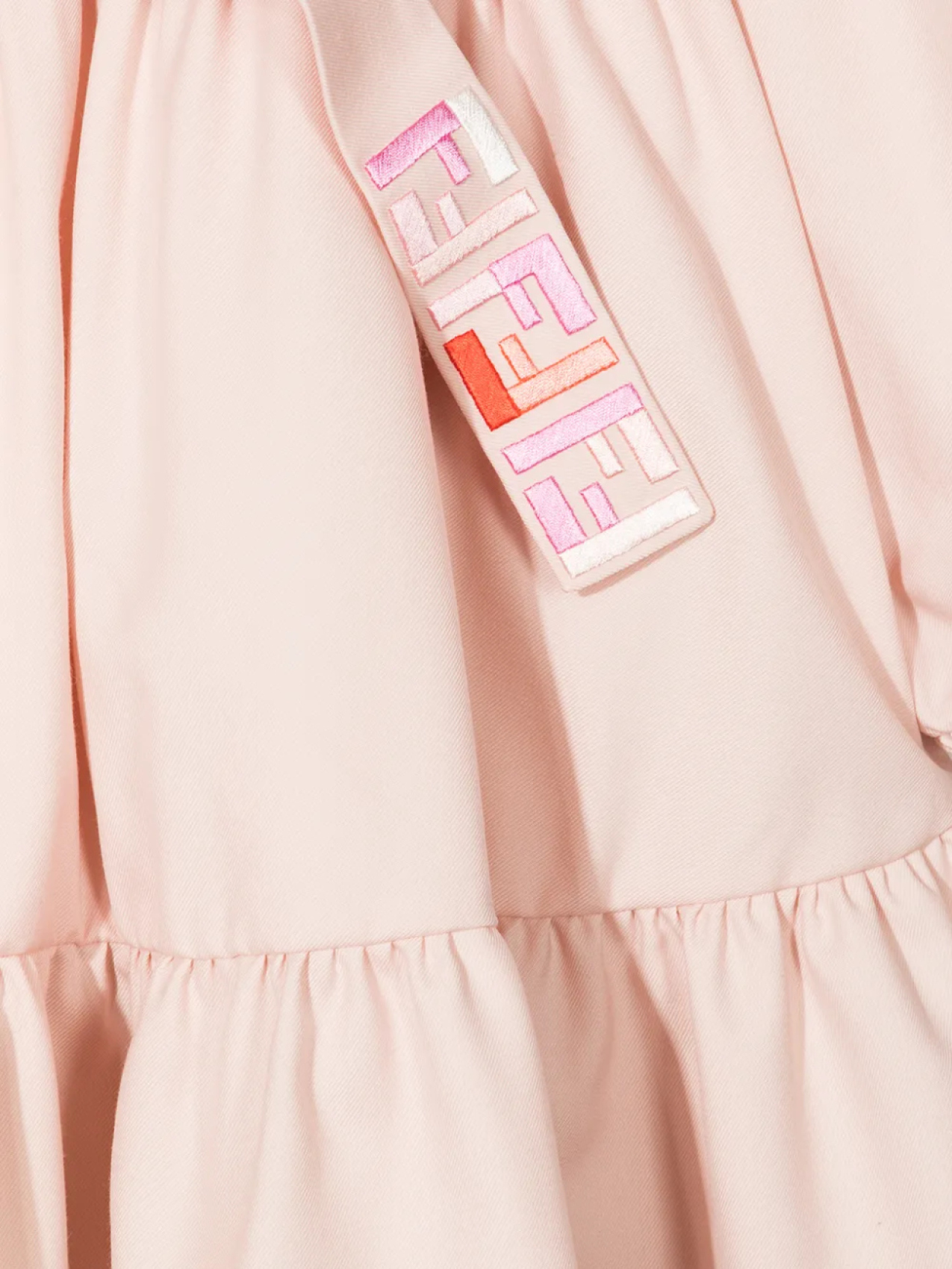 Платье с объемными рукавами и поясом Fendi Kids, розовый — фото 3