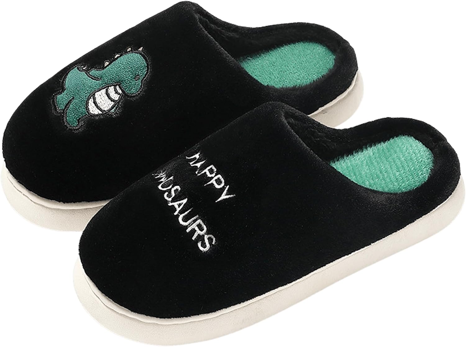 

UINSUE Милые мультяшные тапочки для пар Kawaii Медведь Домашние противоскользящие тапочки Милый веселый динозавр Плюшевые тапочки для дома Унисекс, зеленый
