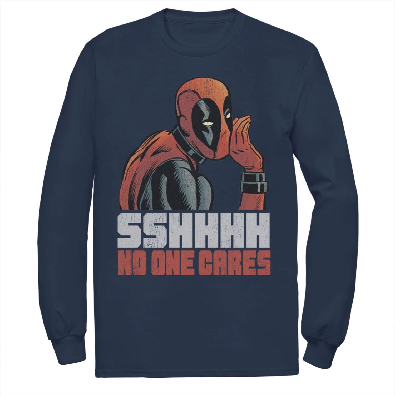 

Мужская футболка с длинными рукавами и рисунком Marvel Deadpool SHHH No One Cares Whisper