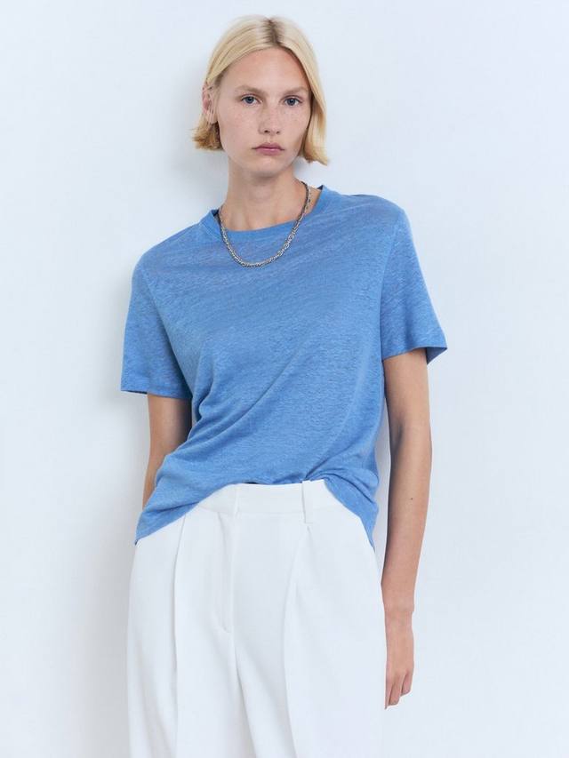 

Лену Ленен футболка с короткими рукавами Mango, Lt-Pastel Blue