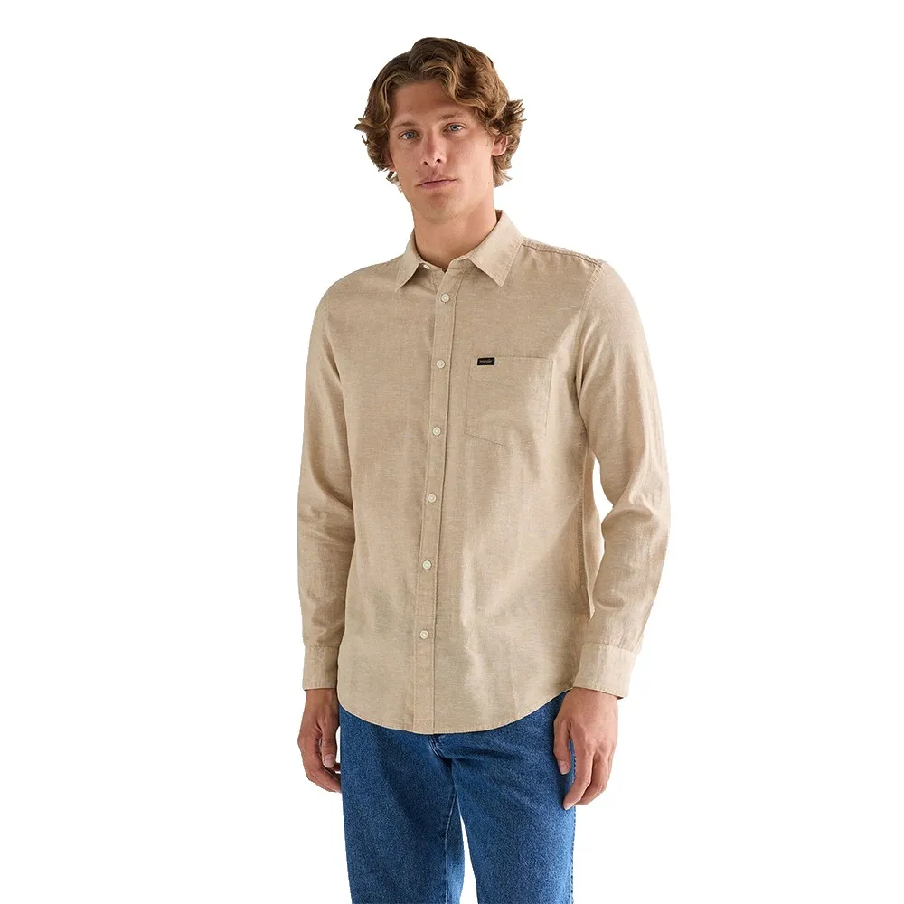 

Рубашка Wrangler 112378040 с одним карманом, стандартного кроя, с длинными рукавами, бежевый