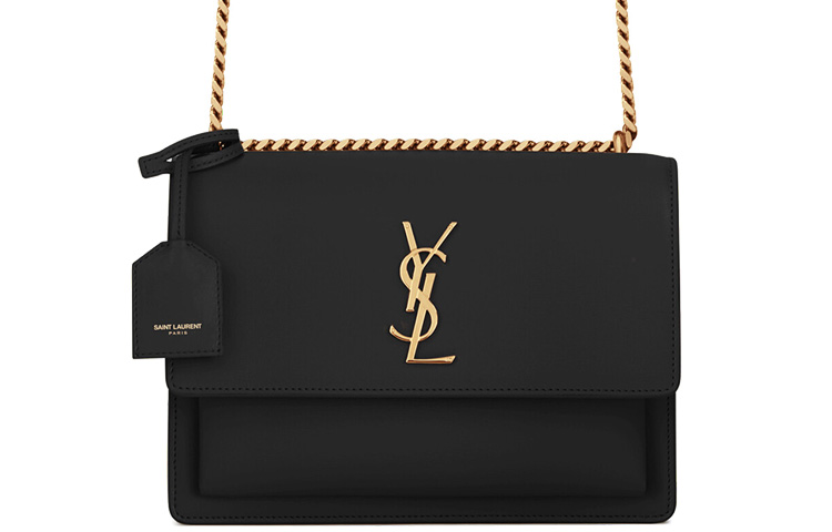 SAINT LAURENT Гладкая кожаная сумка кроссбоди через плечо женская черная — фото 2