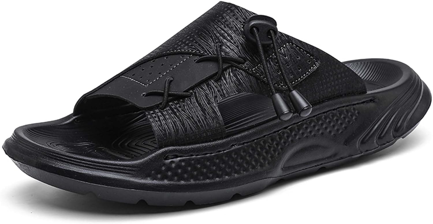 

Мужские сандалии с толстой подошвой, шлепанцы на лето, модные сабо, тапочки с поддержкой свода, противоскользящие, быстросохнущие, для прогулок на открытом воздухе и пляжа Generic, черный